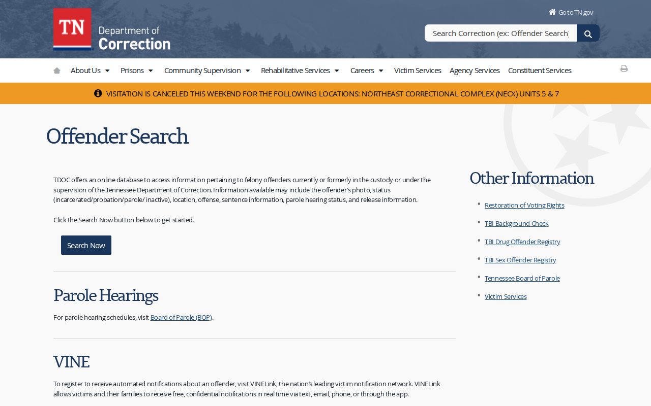 TDOC FOIL photo source for Meigs County released inmate records